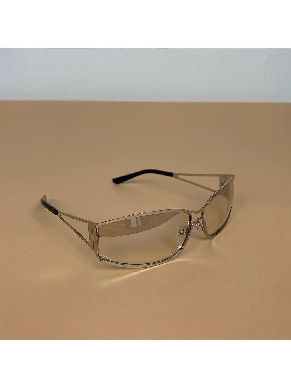 Vintage y2k 2000s classy clear chrome trim sunglasses. Chrome trim clear lenses